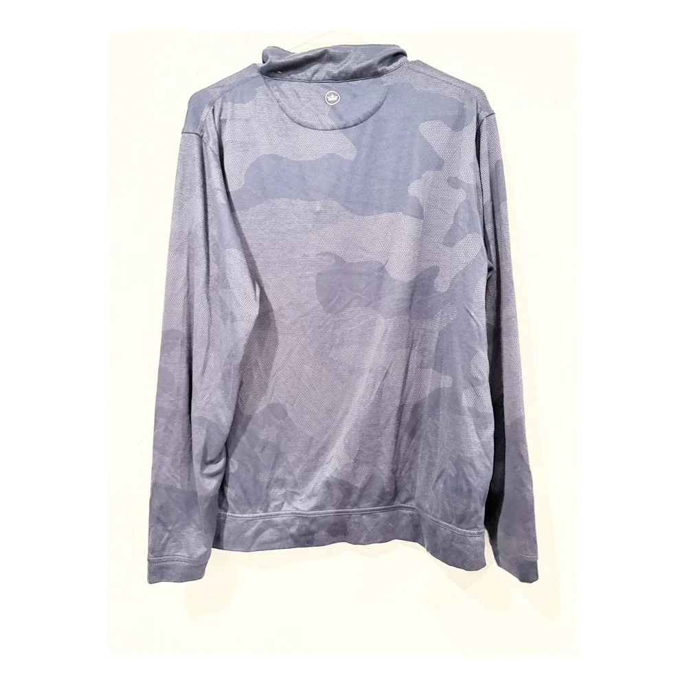 Peter Millar Crown Sport Mens Large Grey Camo Honeycomb Mesh 1/4 Zip Pullover